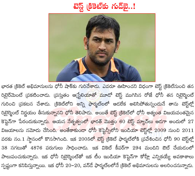 mahendra singh dhoni retirement,dhoni retired from test cricket,dhoni test records,dhoni captancy records,dhoni vs koli,dhoni test debut  mahendra singh dhoni retirement, dhoni retired from test cricket, dhoni test records, dhoni captancy records, dhoni vs koli, dhoni test debut